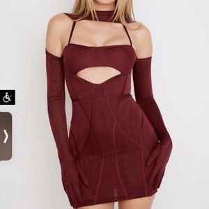 Mistress Rocks ‘Bliss’ Cherry Red Mesh Cutout Mini Dress